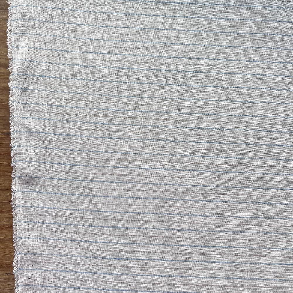 פשתן 100% מכובס פס סיכה לבן
