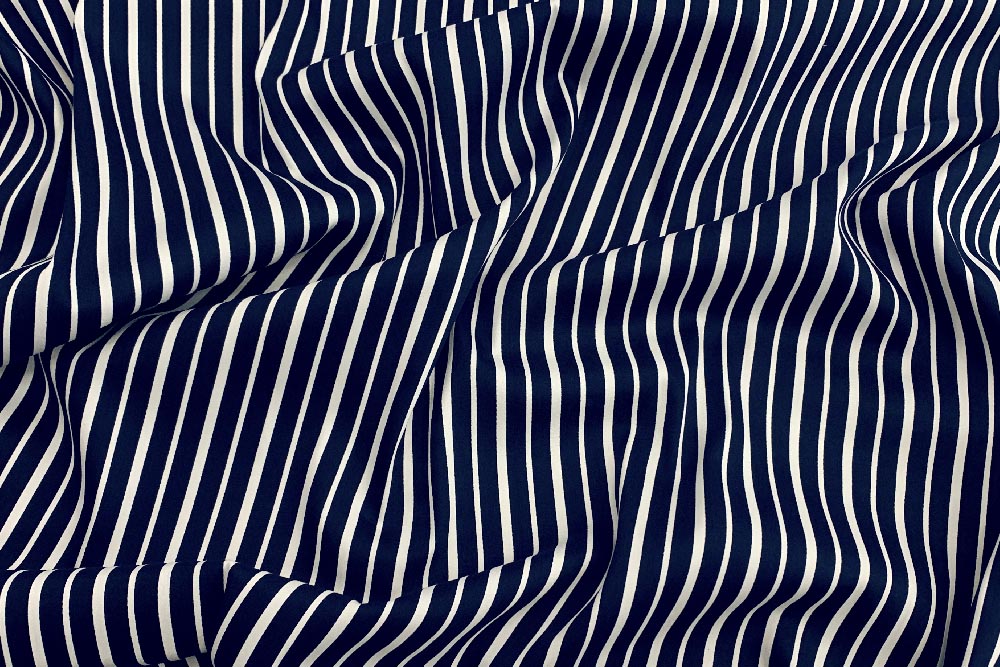 אריג כותנה סאטן פסים כחול