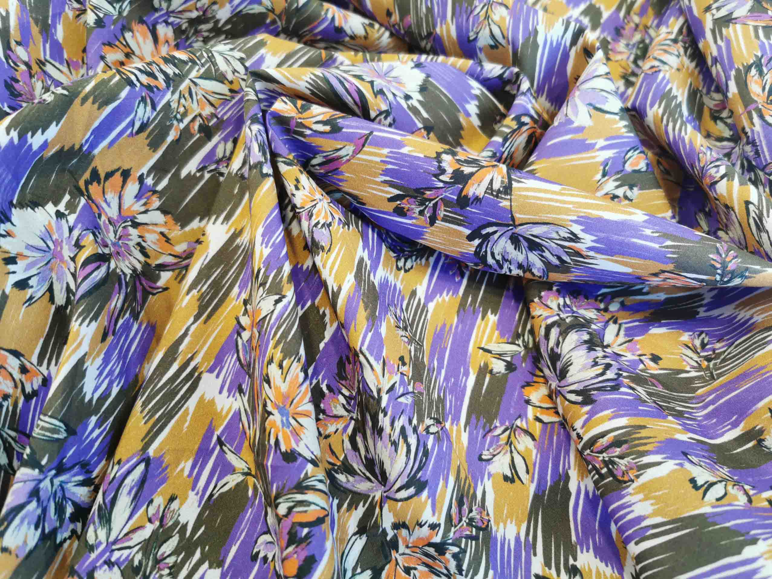 פרקל כותנה פרחים אמורפים סגול