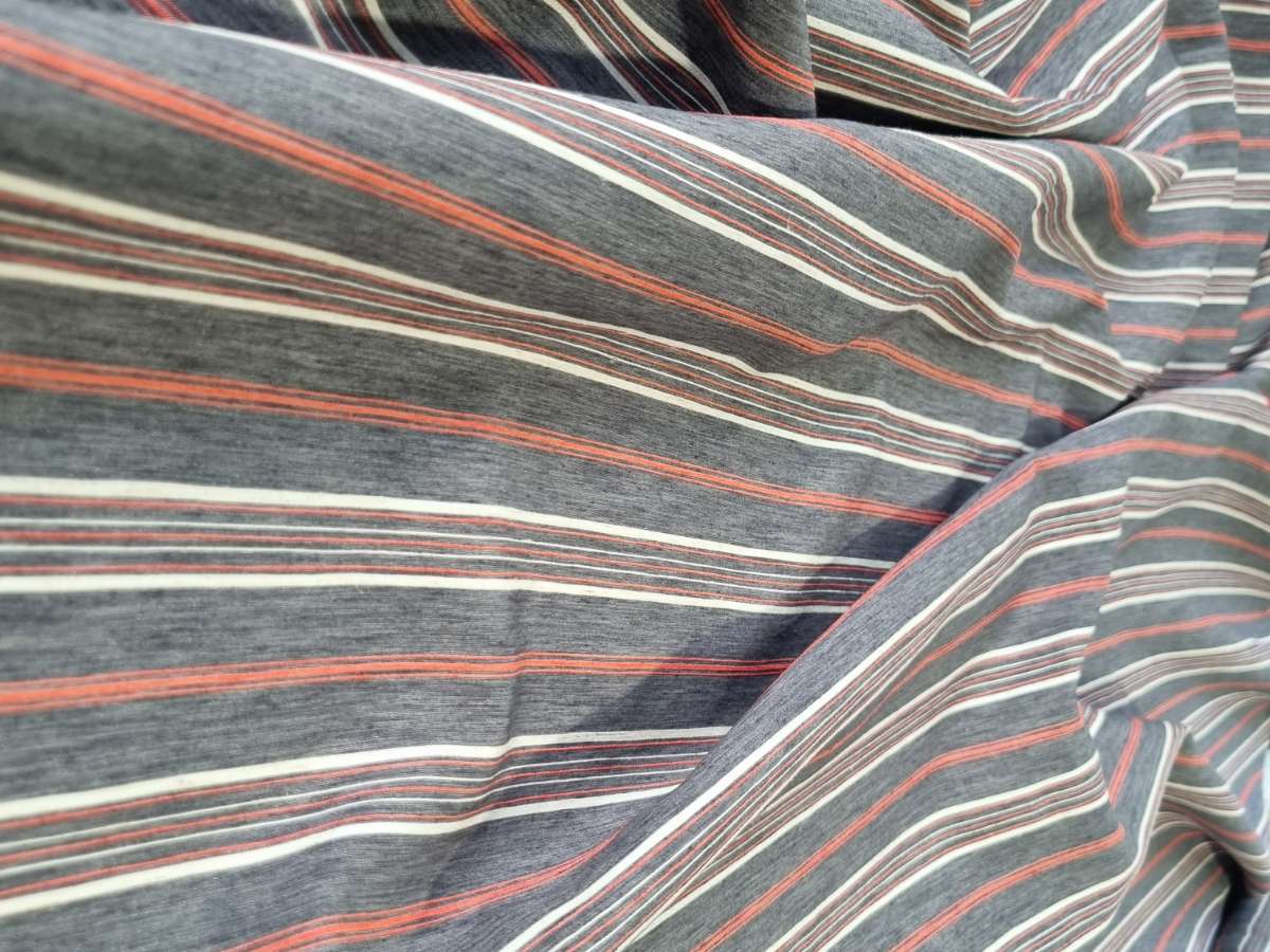 אריג פשתן ויסקוזה פסים אפור