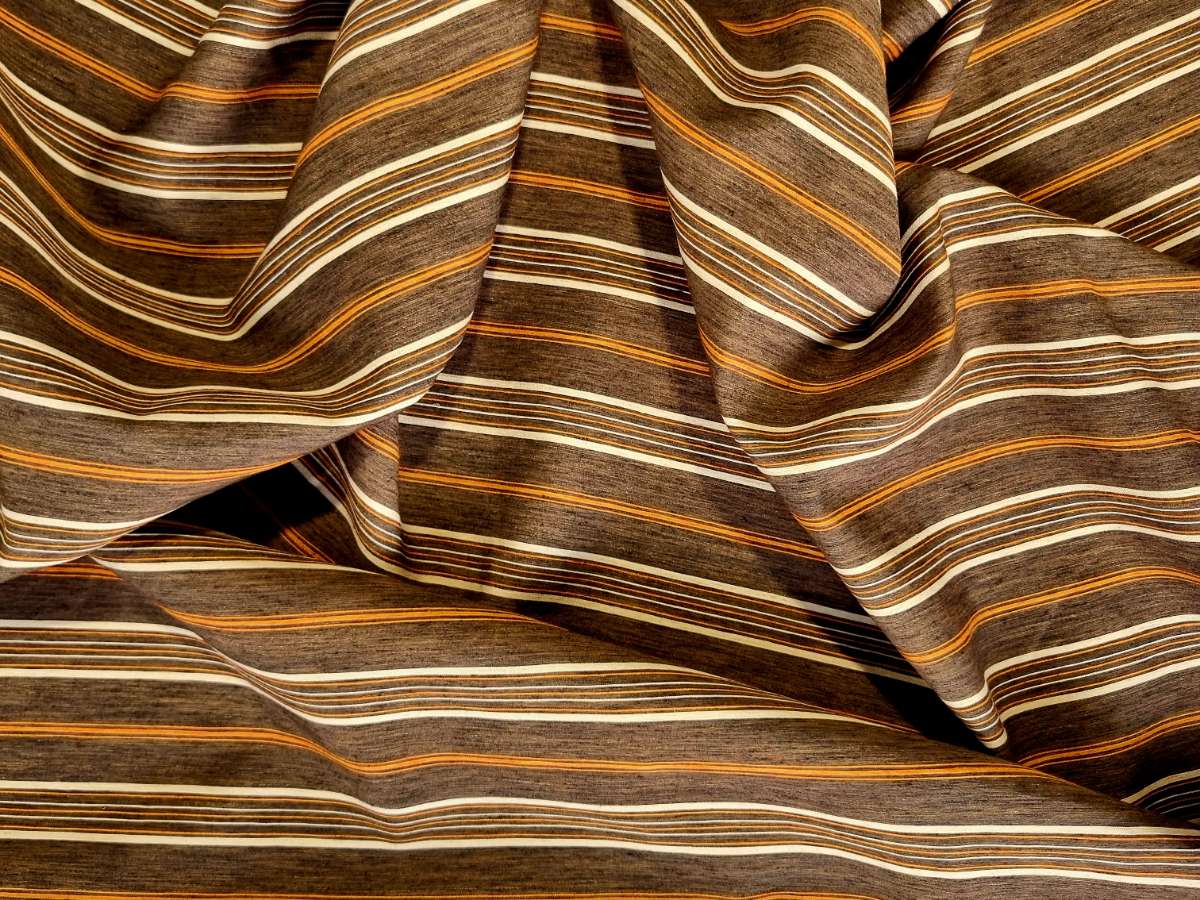 אריג פשתן ויסקוזה פסים חום