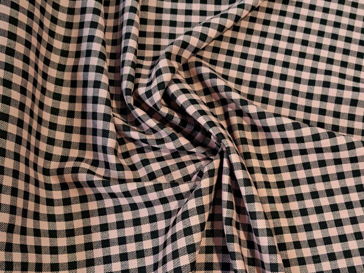 פלנל משובץ 100% כותנה ורוד