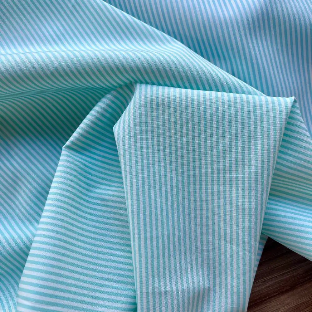 פרקל כותנה באריגת פסים מנטה