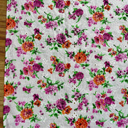 אריג כותנה רקום בהדפס פרחים