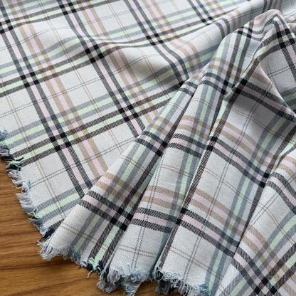 כותנה פלנל משובץ גווני תכלת ורוד