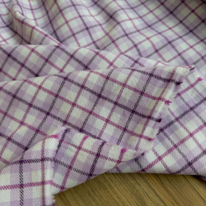 פלנל כותנה סגול לבן