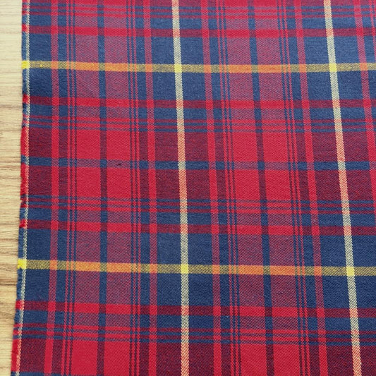 כותנה פלנל משבצות קטנות - אדום