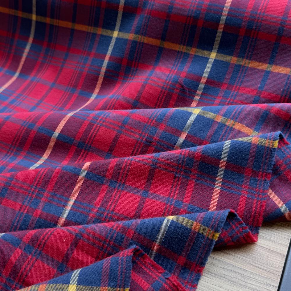 כותנה פלנל משבצות קטנות - אדום