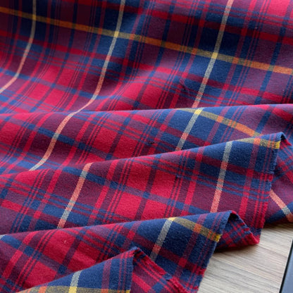 כותנה פלנל משבצות קטנות - אדום