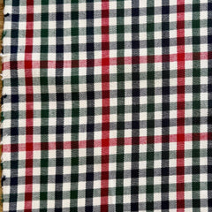 כותנה פלנל משבצת קטנה בגווני ירוק/כחול/אדום