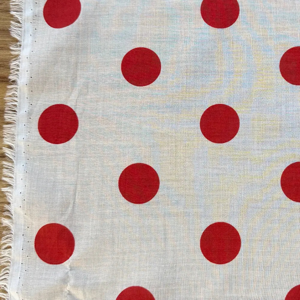 אריג ווהל כותנה נקודות גדולות אדום-לבן
