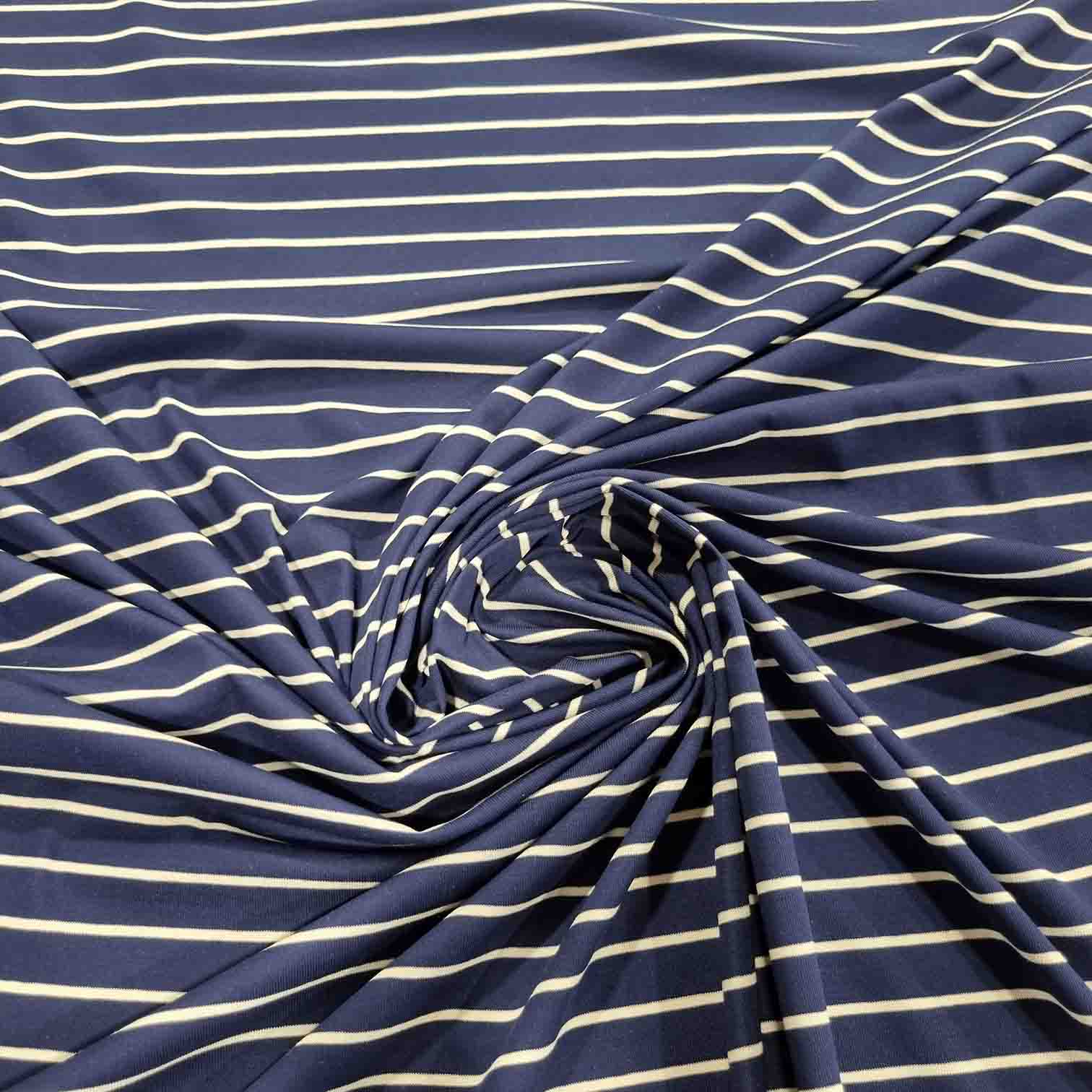 סריג טריקו כותנה פסים כחול